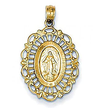 【中古】【インポート品・未当て嵌める】14?K黄色ゴールドMedium Scalloped Ovalメダイカットアウトペンダント2?/ 3inx 3?/ 4in14?K黄色ゴールド