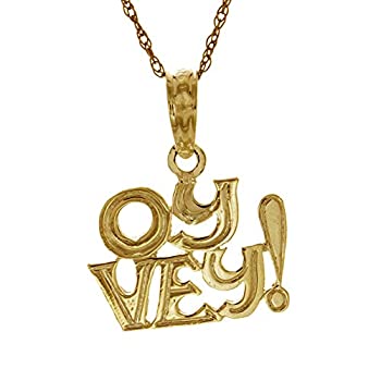 【中古】【輸入品・未使用】14?K黄色ゴールドユダヤTalkingチャームペンダントとチェーン、Oy Vey 。( Woe Is Me )|スカイマーケットプラス