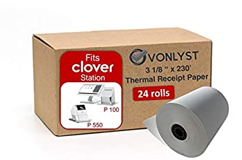 【中古】【輸入品・未使用】Vonlyst 感熱レシートペーパーロール 3 1/8インチ x 230フィート クローバーステーション用 (24ロール)
