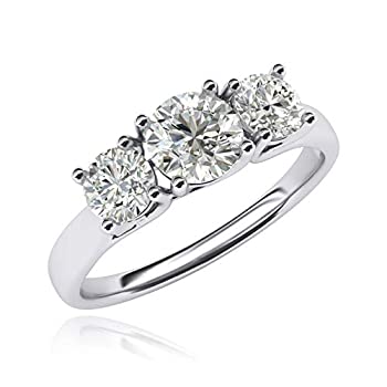 【中古】【輸入品・未使用】ファイン10Kホワイトゴールド スリーストーントレリス 模造ダイヤモンドリング プロミスエンゲージリング 2.0ctw 女性用