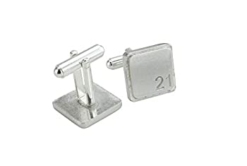 【中古】【輸入品・未使用】「21」の刻印入りスクエアカフスボタン - 21周年記念