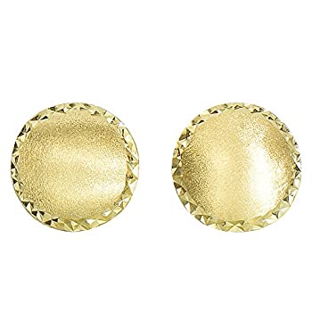 【中古】【インポート品・未当てはめる】14k Yellow Gold Satin With Diamond Cut Edges Stud Earrings%ｶﾝﾏ% 11粍