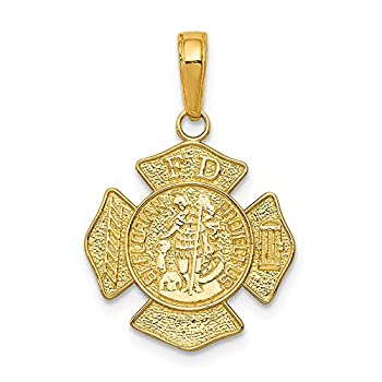 【中古】【インポート品・未当て嵌める】14金 黄色ゴールド 聖フローリアン 胸章 シュロの葉シャンデリヤ (32X24 MM)
