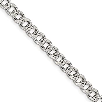 【中古】【輸入品・未使用】Black Bow Jewelry 5.5mm スターリングシルバー ソリッドパヴェカーブチェーンネックレス