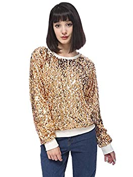 【中古】【輸入品・未使用】Anna-Kaci レディース ジュニア セーター 長袖 スパンコール パーティーブラウス プルオーバートップ US サイズ: Large カラー: ゴールド｜スカイマーケットプラス
