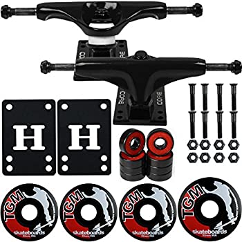 【中古】【インポート品・未当て嵌める】コアブラックスケートボードトラック、車輪、ABEC 5滑るゲーム盤 ウィール-スケートボード-パーツ