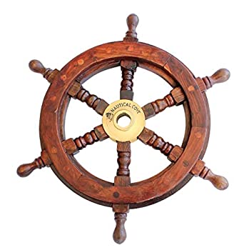 【中古】【輸入品・未使用】(30cm Diameter) - Nautical Cove Wooden Ship Wheel 30cm Pirate Decor%ｶﾝﾏ% Ships Wheel for Home%ｶﾝﾏ% Boats%ｶﾝﾏ% and Walls