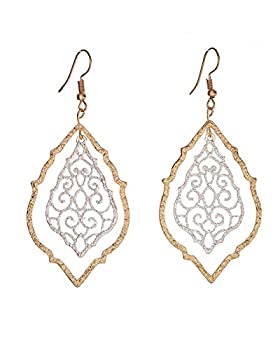 【中古】【輸入品・未使用】Jewelry Nexus モロッコ ティアドロップ ダングル ツートンカラー テクスチャー フィリグリー イヤリング