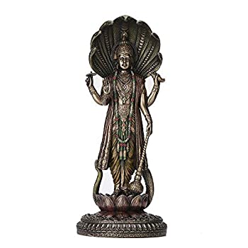 【中古】【輸入品・未使用】Veronese Design 12.5インチ ヒンズー教の神 シェシャ ヴィシュヌ アンティークブロンズ仕上げ 手塗りの置物像