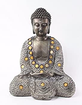 【中古】【インポート品・未当て嵌める】Feng Shui 10?%ﾀﾞﾌﾞﾙｸｫｰﾃ%薄墨色とブロンズBuddha Dhyani Mudra老人ホームかざり付ける長閑やかさStatues
