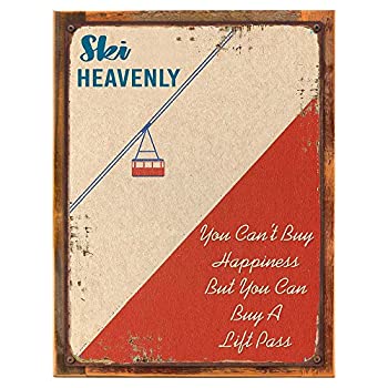 【中古】【輸入品・未使用】スキーHeavenlyメタルサイン--スキーリフト、ヴィンテージ、レトロ Framed Outdoor 18%ﾀﾞﾌﾞﾙｸｫｰﾃ%x24%ﾀﾞﾌﾞﾙｸｫｰﾃ% レッド 8-21020FSP