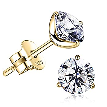 【中古】【輸入品・未使用】「素晴らしい炎」18Kゴールドメッキシルバーブリリアントカット スタッドイヤリング シルバー|スカイマーケットプラス