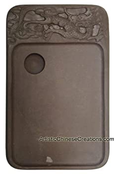 【中古】【輸入品・未使用】中国のアート用品/中国書道用品/中国インクストーン:彫刻された中国デュアンインクストーン シルクボックス入り - ドラゴン