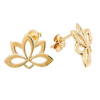 【中古】【インポート品・未当て嵌める】10?K黄味がかったゴールドLotus Blossomフラワースタッドイヤリング