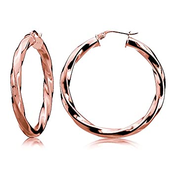 【中古】【輸入品・未使用】Hoops & Loops スターリングシルバー 3.5mm ツイストデザイン ラウンドフープピアス 25mm 30mm 35mm｜スカイマーケットプラス