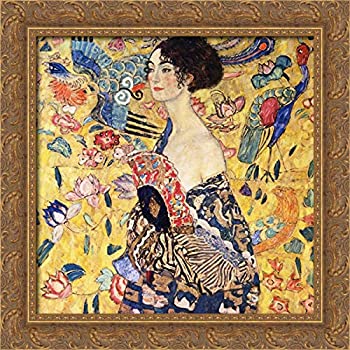 【中古】【輸入品・未使用】扇子付き女性 フレーム入りアートプリント 作者: Klimt%カンマ% Gustav 20x20 Inches EX-64_373355-CFGOM_20x20|スカイマーケットプラス