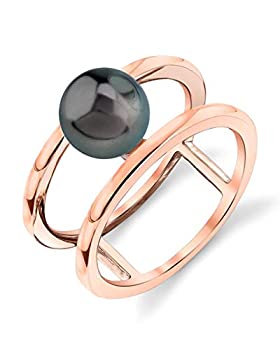 【中古】【輸入品・未使用】THE PEARL SOURCE 8-9mm 本物のブラックタヒチ産南海養殖真珠オラリング 女性用
