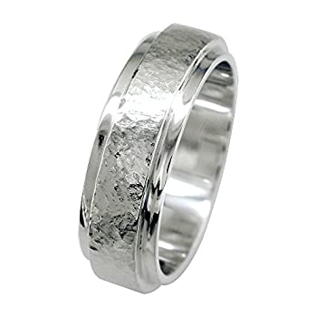 【中古】【輸入品・未使用】メンズRaised Hammeredとプレーンの結婚指輪スターリングシルバーサイズ10