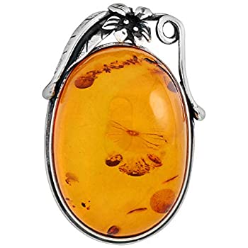 【中古】【輸入品・未使用】スターリングシルバー バルト海琥珀 オーバルブローチピン 女性用 アンティーク仕上げ 幅約1 5/8インチ｜スカイマーケットプラス