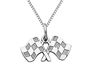 【中古】【インポート品・未当てはめる】Checkeredフラグペンダントチェーン付き添い人頸飾り14?K白いことゴールド