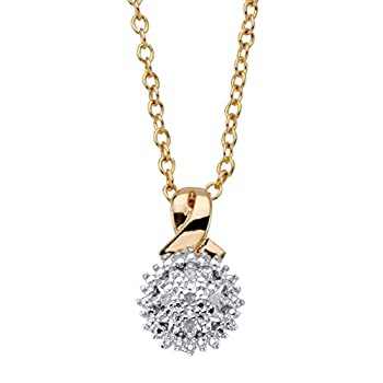 【中古】【輸入品・未使用】Palm Beach Jewelry 14K イエローゴールドメッキ 本物のダイヤモンドアクセントクラスターペンダントネックレス 18インチ-20インチ