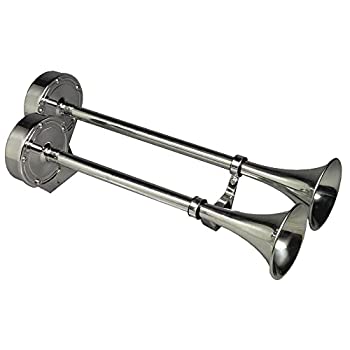 【中古】【インポート品・未当て嵌める】Schmitt \u0026 Ongaro Marine 12428 Ongaro Deluxe SS Dual Trumpet Horn - 24V