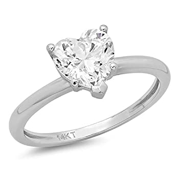 【中古】【輸入品・未使用】1.5?CTハートブリリアントカットソリティアプロミス婚約結婚記念日リング14?Kホワイトゴールド、Clara Pucci