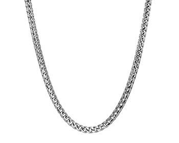 【中古】【輸入品・未使用】スターリングシルバー 2.5mm-5mm ソリッドフランコチェーンネックレス スクエアボックスリンクチェーン ロジウムネックレス スターリングシルバ