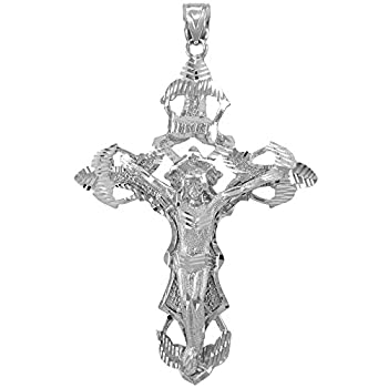【中古】【輸入品・未使用】メンズソリッド925スターリングシルバーExtra LargeヒップホップCrucifixクロスペンダント