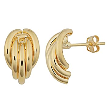 【中古】【インポート品・未当て嵌める】Kooljewelry 18K黄色ゴールド ハーフフープポストイヤリング