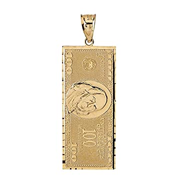 【中古】【輸入品・未使用】ソリッド10?KイエローゴールドBenjamin 's One Hundred Dollar Billペンダント(1.55?%ﾀﾞﾌﾞﾙｸｫｰﾃ%)｜スカイマーケットプラス