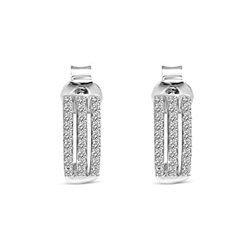 【中古】【インポート品・未当てはめる】IGI Certified Lab Grown Diamond Earrings 14K White Gold 1/4 carat Lab Created Diamond J Hoop Earring For Women (1/4 CTTW%ｶﾝﾏ% HI Color%