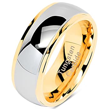 【中古】【輸入品・未使用】タングステンリングメンズレディースウェディングバンド2つトーンゴールドシルバー婚約サイズ6???16ハーフサイズで使用可能｜スカイマーケットプラス