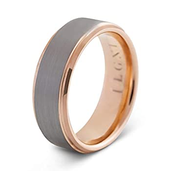 【中古】【輸入品・未使用】ELGNT Designs 8mm シルバー ローズゴールド つや消し タングステン メンズ 結婚指輪 メンズ 婚約指輪 プロミスリング サイズ