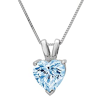【中古】【輸入品・未使用】Clara Pucci 0.55カラット ブリリアントハートカット アクアマリンブルー 理想的なキュービックジルコニア VVS1 D ソリティア ペンダント ネック