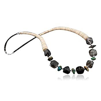 【中古】【インポート品・未当て嵌める】Authentic Made by Charlene Little Navajoしろがね色グラデーションHeishi、Smokey Quartz andターコイズネイティブアメリカンネックレス