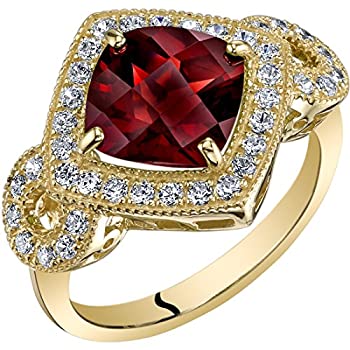 【中古】【インポート品・未当て嵌める】14K 黄色ゴールド ガーネット 輪っか 座布団撥ねのける 2.50カラット 大きさ5~9