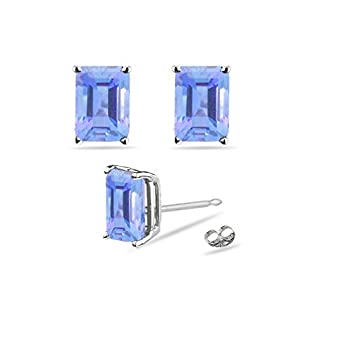 【中古】【輸入品・未使用】0.44カラット 5x3mm A エメラルド タンザナイト スタッド イヤリング 14K ホワイトゴールド|スカイマーケットプラス