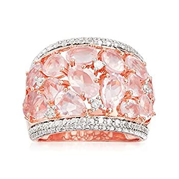 【中古】【輸入品・未使用】Ross-Simons 5.95 ct. t.w.ローズクォーツドームリング ローズスターリングシルバーにダイヤモンド付き