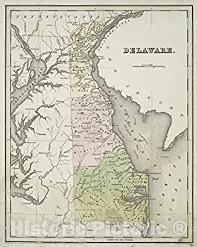 【中古】【輸入品・未使用】歴史的な1838地図 デラウェア デラウェア 地図 ヴィンテージ壁飾り 44in x 55in 5129536_4455_NYPL