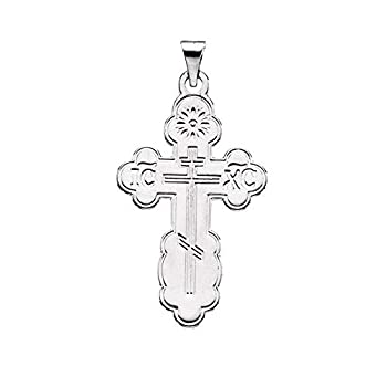 【中古】【インポート品・未当てはめる】Black Bow Jewelry 14K 白いことゴールド 真東東方正教会 はりつけ台シャンデリヤ