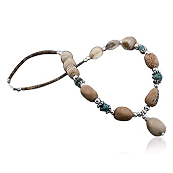 【中古】【インポート品・未当て嵌める】Large Authentic Made by Charlene Little Navajo原住民しろがね色生まれながらBoulderとターコイズネイティブアメリカンネックレス
