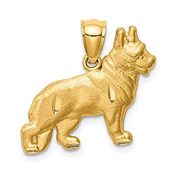 【中古】【インポート品・未当て嵌める】14k 黄色ゴールド ジャーマンシェパードペンダント