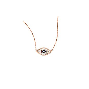 【中古】【輸入品・未使用】イーブルアイネックレス 14Kt ゴールド&キュービックジルコニア イーブルアイネックレス 18インチ
