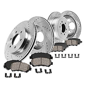 【中古】【輸入品・未使用】Callahan CDS02409 フロント 350mm + リア 348mm D/S 6 ラグ [4] ローター + セラミックブレーキパッド + クリップ [2012 2013 2014 2015 2016 2