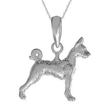 【中古】【インポート品・未当て嵌める】925スターリングしろがね色犬ネックレスチャームペンダント18inチェーン店、3d Basenji Textured
