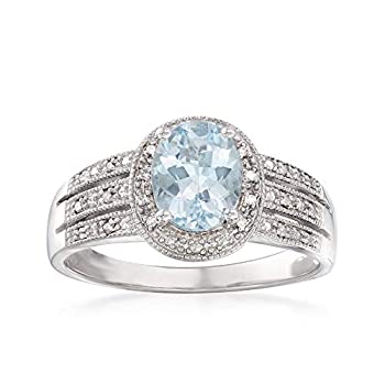 【中古】【輸入品・未使用】Ross-Simons 1.50 カラット アクアマリン リング スターリングシルバー ダイヤモンドアクセント