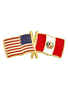 【中古】【輸入品・未使用】PinMart アメリカ国旗 ペルー十字 友情 エナメル ラペルピン 1