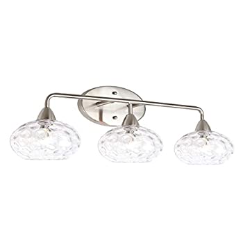【中古】【輸入品・未使用】Kira Home Marina 26インチ モダン 3ライト 化粧台/バスルームライト + ハンマーガラスシェード ブラッシュドニッケル仕上げ