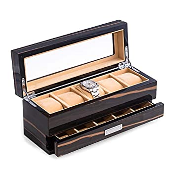 【中古】【輸入品・未使用】カスタムパーソナライズ イタリア黒檀とハイラッカー塗装ウォッチボックス ガラスディスプレイトップ|スカイマーケットプラス